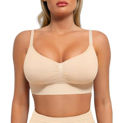 Sports Bras for Women Wireless Soft Workout Bra Full Coverage Push Up Bralettes Seamless Crop Cami Bra for Yoga