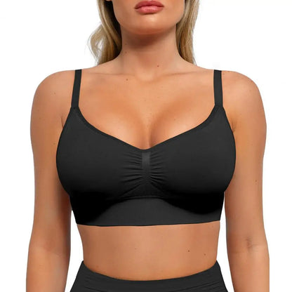Sports Bras for Women Wireless Soft Workout Bra Full Coverage Push Up Bralettes Seamless Crop Cami Bra for Yoga